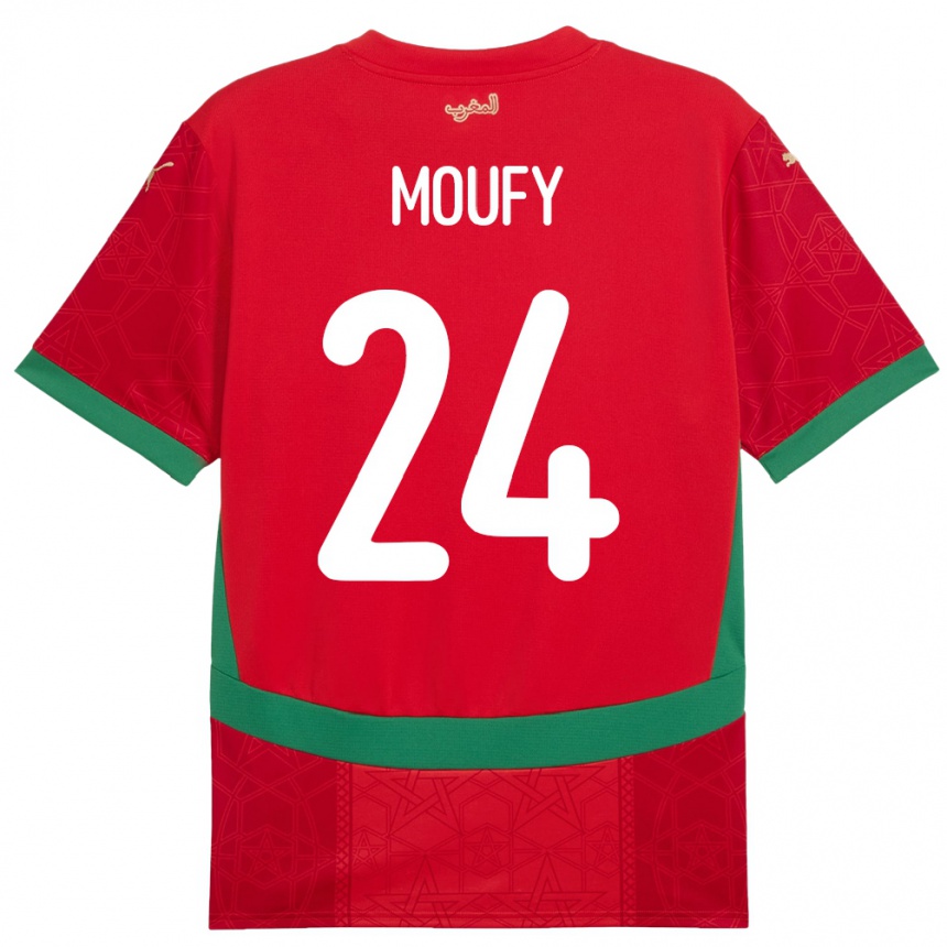 ילדים כדורגל מָרוֹקוֹ Fahd Moufi #24 אָדוֹם ג'רזי ביתית 24-26