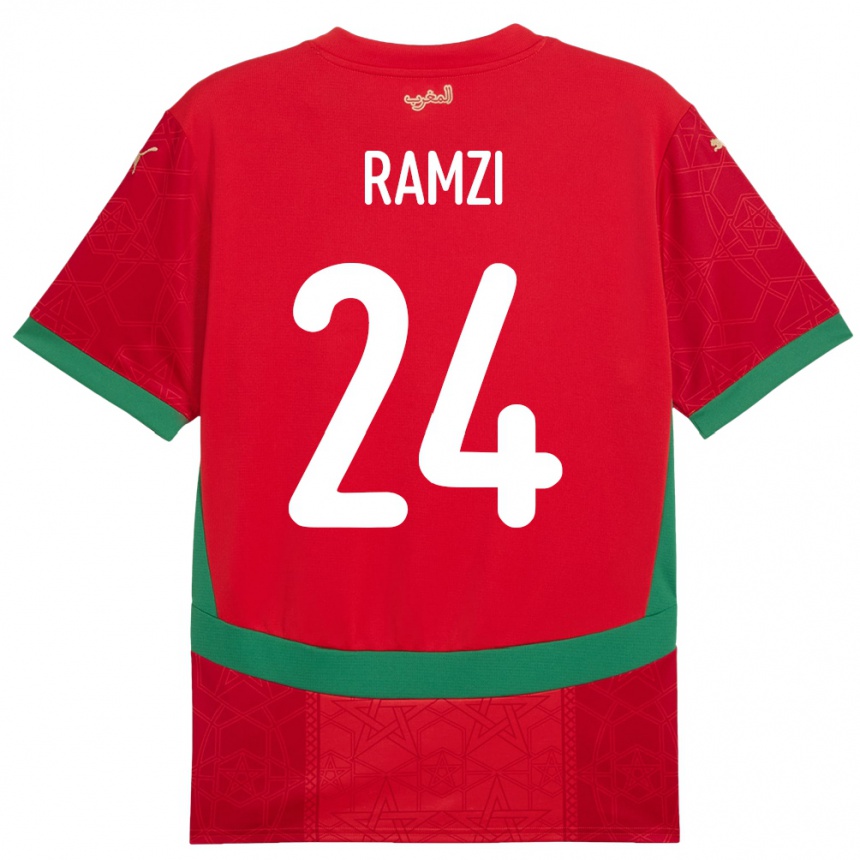 ילדים כדורגל מָרוֹקוֹ אחראף רמזי #24 אָדוֹם ג'רזי ביתית 24-26