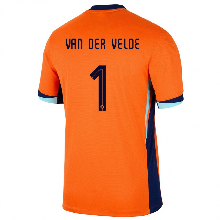 ילדים כדורגל הולנד Valentijn Van Der Velde #1 תפוז ג'רזי ביתית 24-26