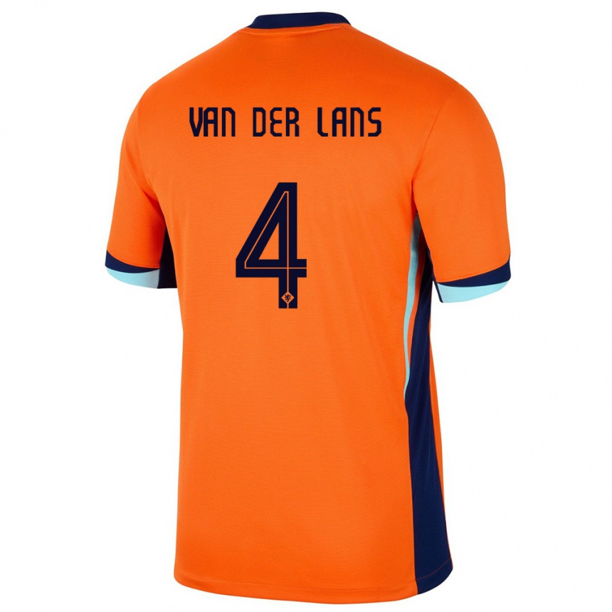 ילדים כדורגל הולנד Mylo Van Der Lans #4 תפוז ג'רזי ביתית 24-26