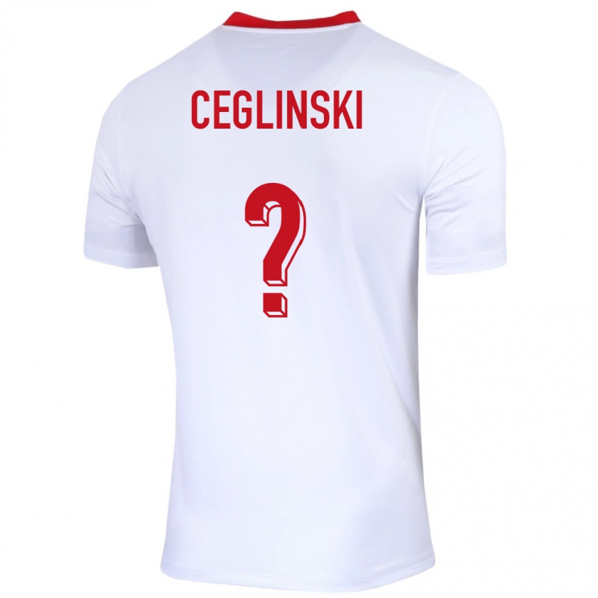 ילדים כדורגל פולין Mateusz Ceglinski #0 לבן ג'רזי ביתית 24-26