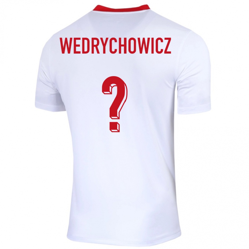 ילדים כדורגל פולין Karol Wedrychowicz #0 לבן ג'רזי ביתית 24-26