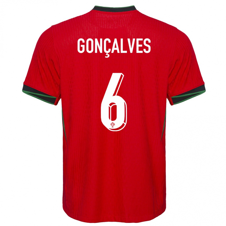 ילדים כדורגל פורטוגל Rodrigo Gonçalves #6 אָדוֹם ג'רזי ביתית 24-26