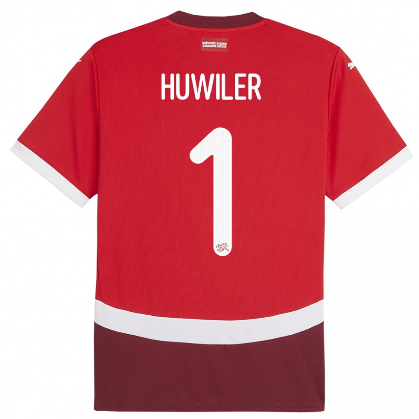 ילדים כדורגל שווייץ Lionel Huwiler #1 אָדוֹם ג'רזי ביתית 24-26