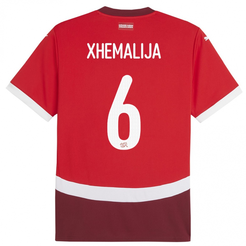 ילדים כדורגל שווייץ Demir Xhemalija #6 אָדוֹם ג'רזי ביתית 24-26