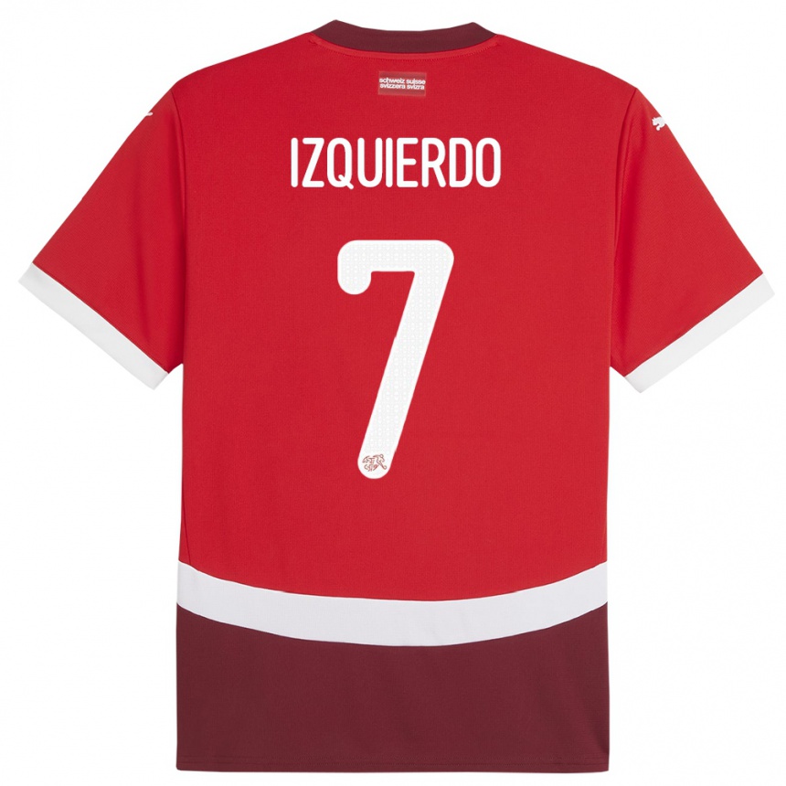 ילדים כדורגל שווייץ Ivan Izquierdo #7 אָדוֹם ג'רזי ביתית 24-26