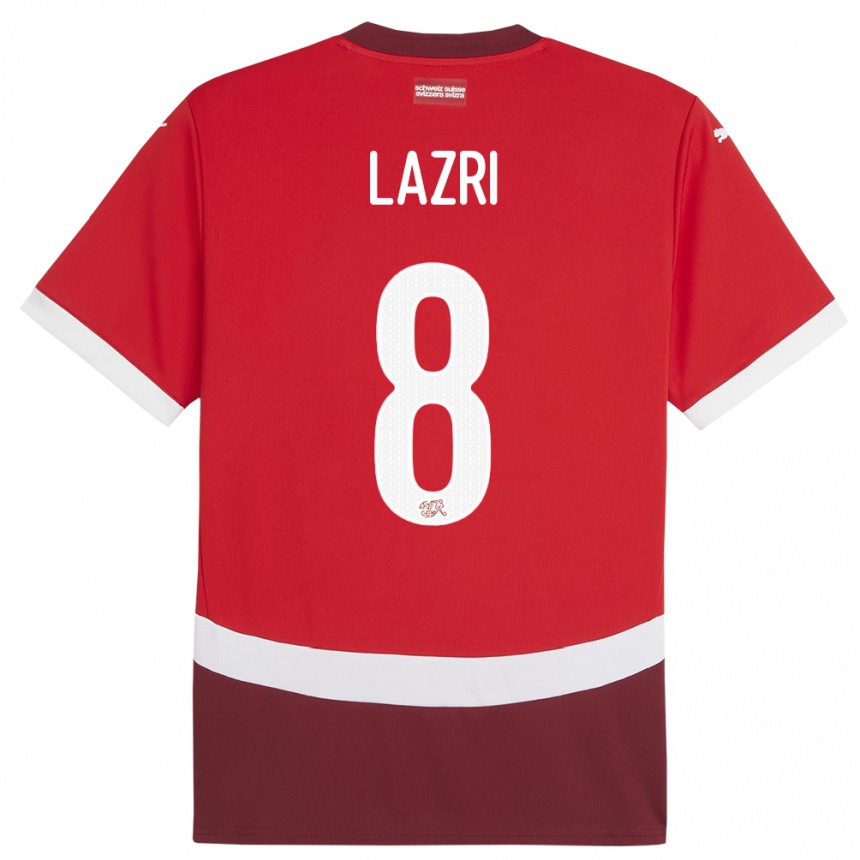 ילדים כדורגל שווייץ Nico Lazri #8 אָדוֹם ג'רזי ביתית 24-26