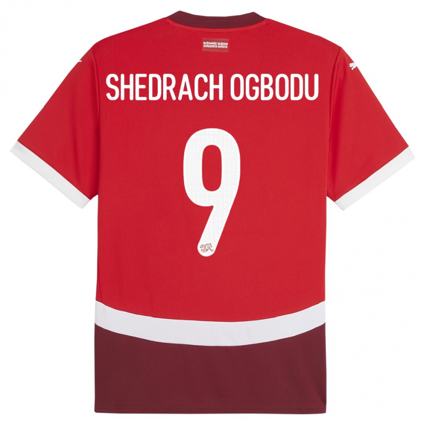 ילדים כדורגל שווייץ Nathaniel Shedrach Ogbodu #9 אָדוֹם ג'רזי ביתית 24-26