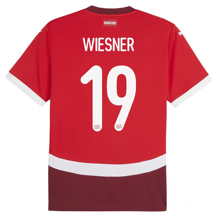 ילדים כדורגל שווייץ Timo Wiesner #19 אָדוֹם ג'רזי ביתית 24-26