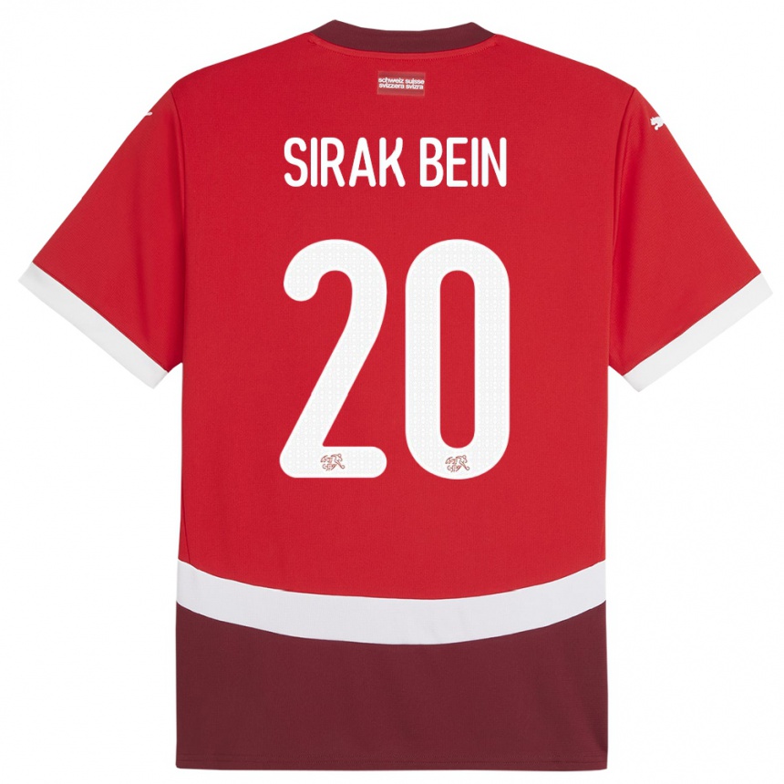 ילדים כדורגל שווייץ Sirak Samson Bein #20 אָדוֹם ג'רזי ביתית 24-26