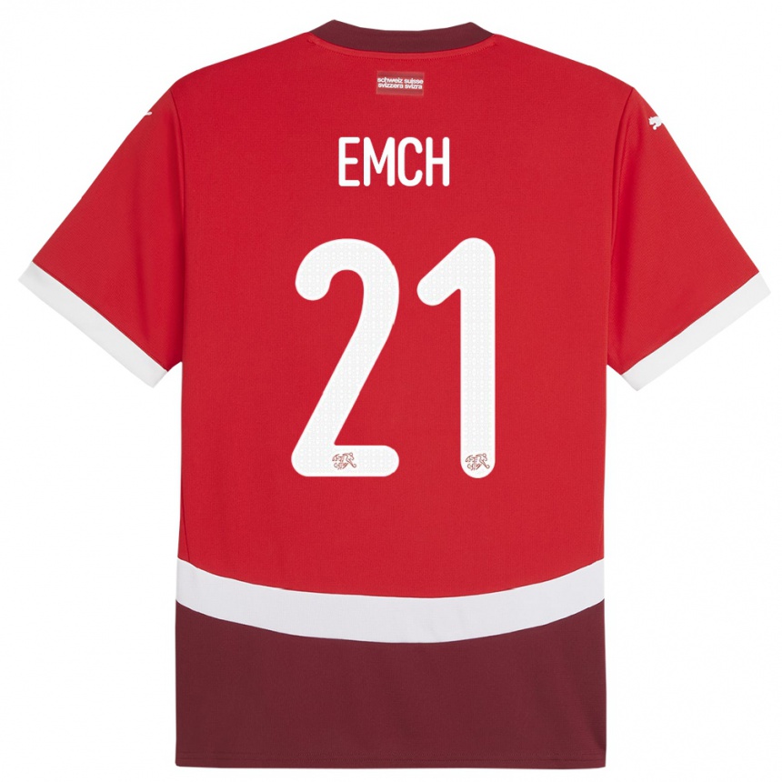 ילדים כדורגל שווייץ Cyrill Emch #21 אָדוֹם ג'רזי ביתית 24-26