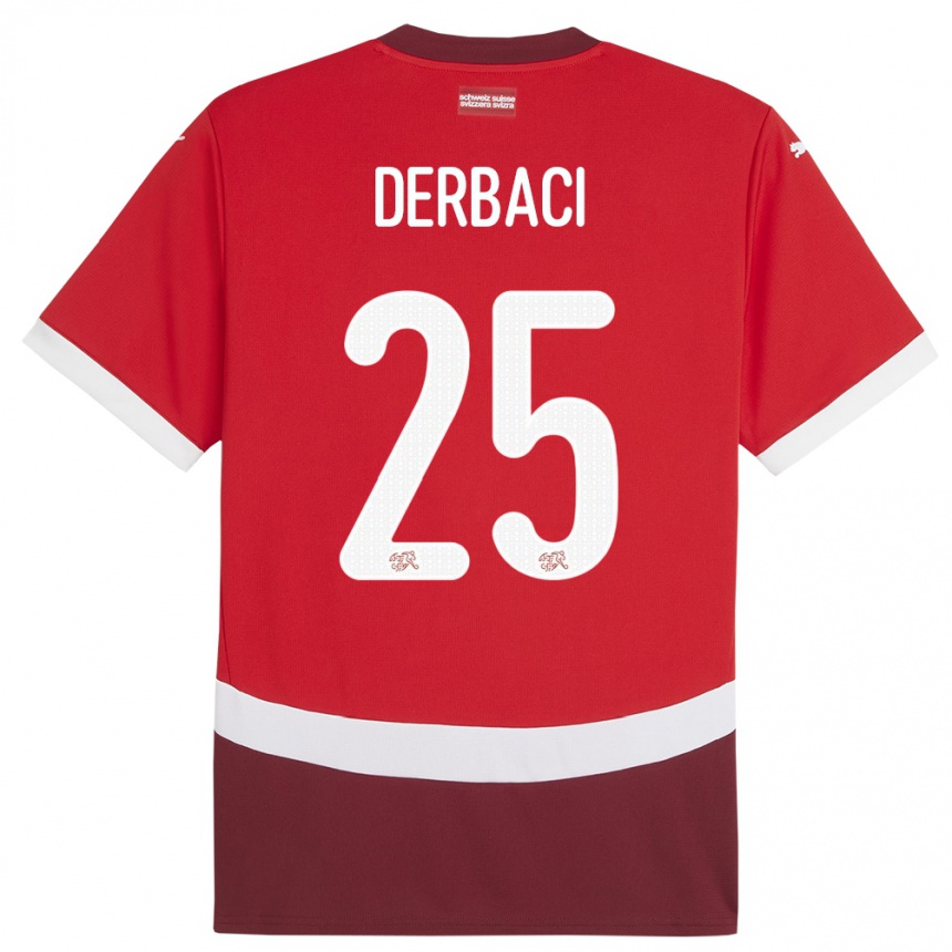 ילדים כדורגל שווייץ Dorian Derbaci #25 אָדוֹם ג'רזי ביתית 24-26