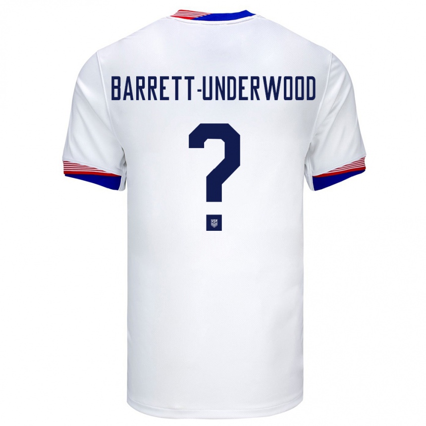 ילדים כדורגל ארצות הברית Keehan Barrett-Underwood #0 לבן ג'רזי ביתית 24-26