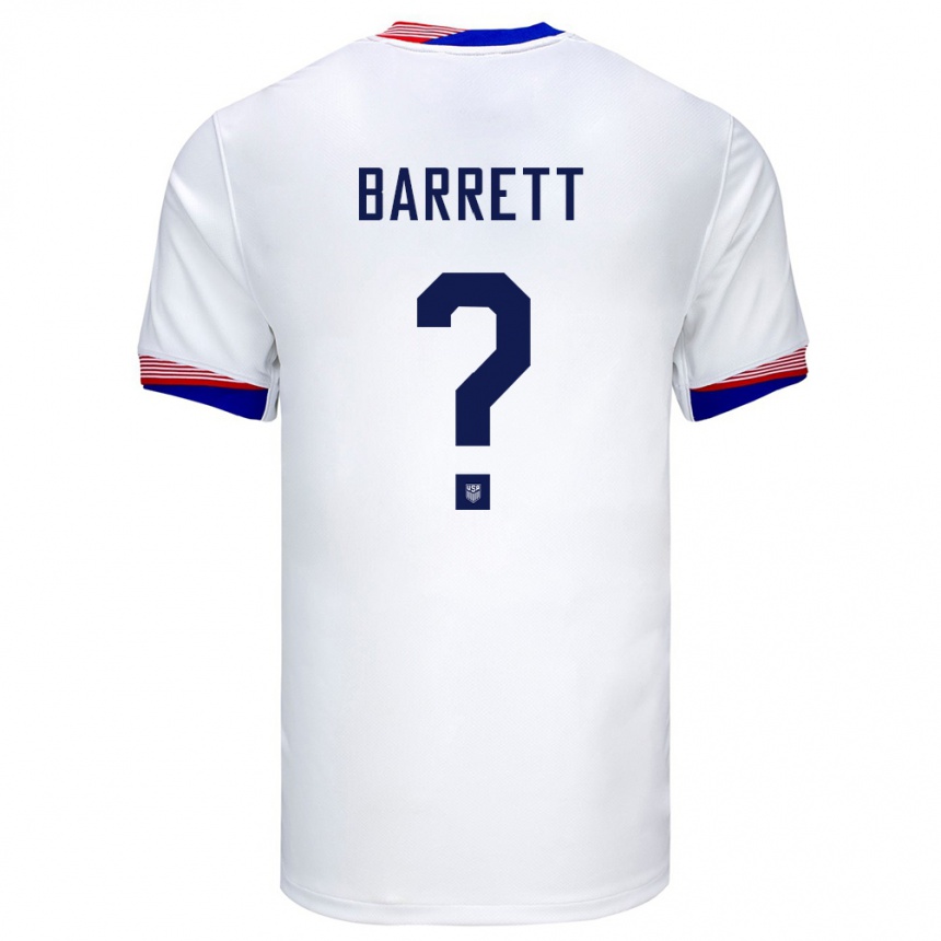 ילדים כדורגל ארצות הברית Daniel Barrett #0 לבן ג'רזי ביתית 24-26