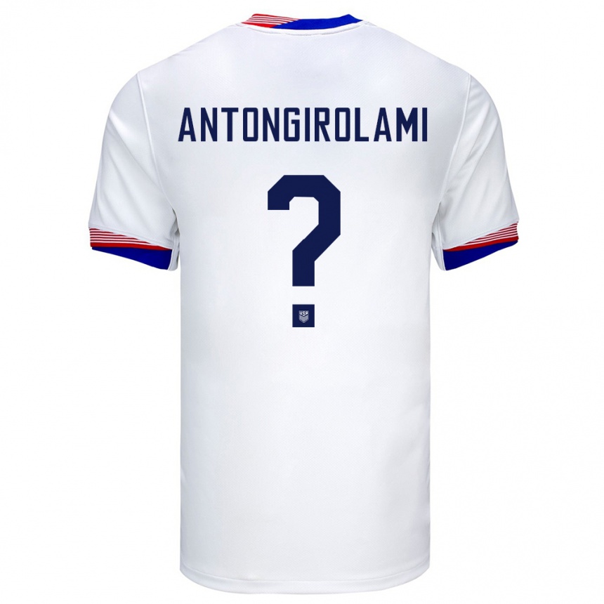 ילדים כדורגל ארצות הברית Luca Antongirolami #0 לבן ג'רזי ביתית 24-26
