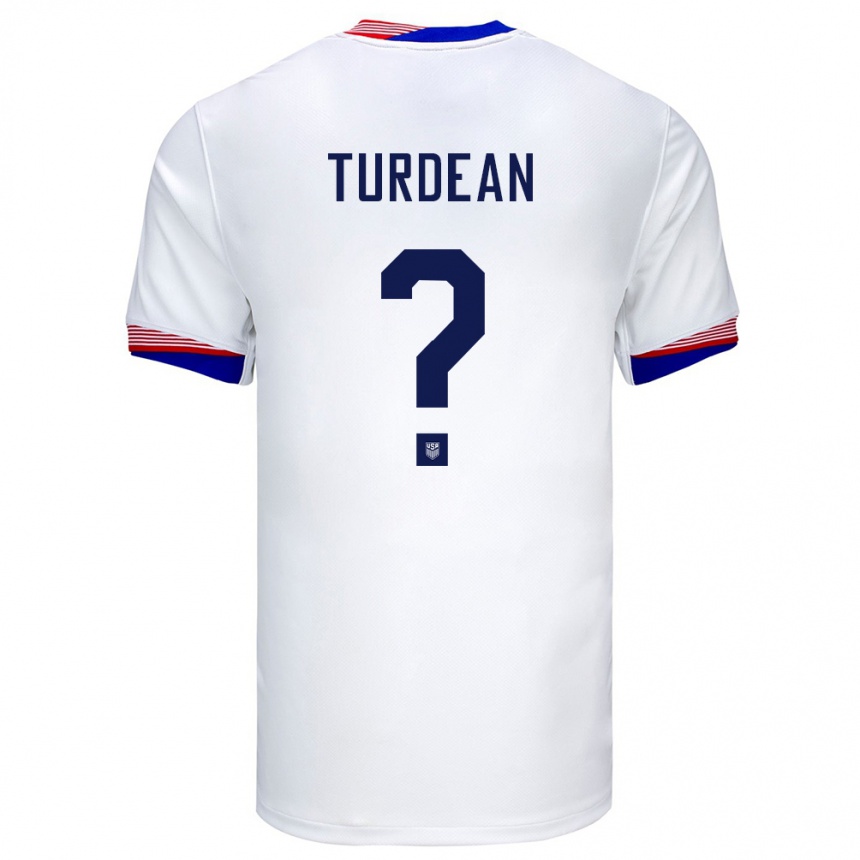 ילדים כדורגל ארצות הברית Robert Turdean #0 לבן ג'רזי ביתית 24-26