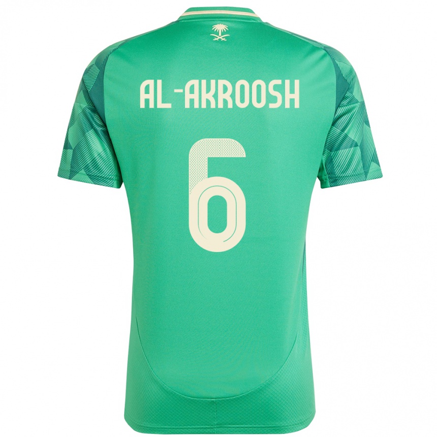 ילדים כדורגל ערב הסעודית Hassan Al-Akroosh #6 יָרוֹק ג'רזי ביתית 24-26
