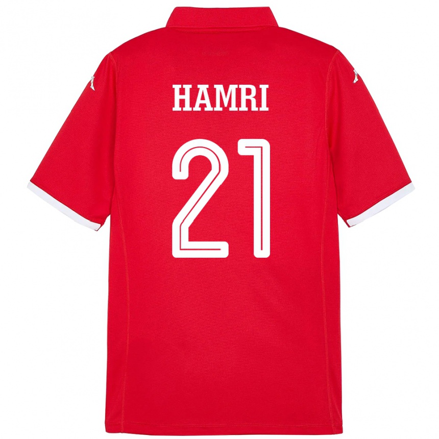 ילדים כדורגל תוניסיה Rabii Hamri #21 אָדוֹם ג'רזי ביתית 24-26