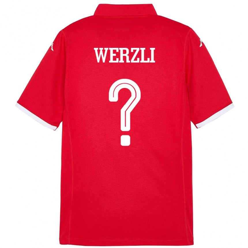 ילדים כדורגל תוניסיה Yassine Werzli #0 אָדוֹם ג'רזי ביתית 24-26