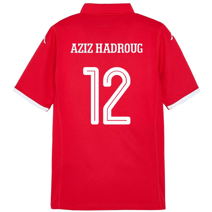ילדים כדורגל תוניסיה Mohamed Aziz Hadroug #12 אָדוֹם ג'רזי ביתית 24-26