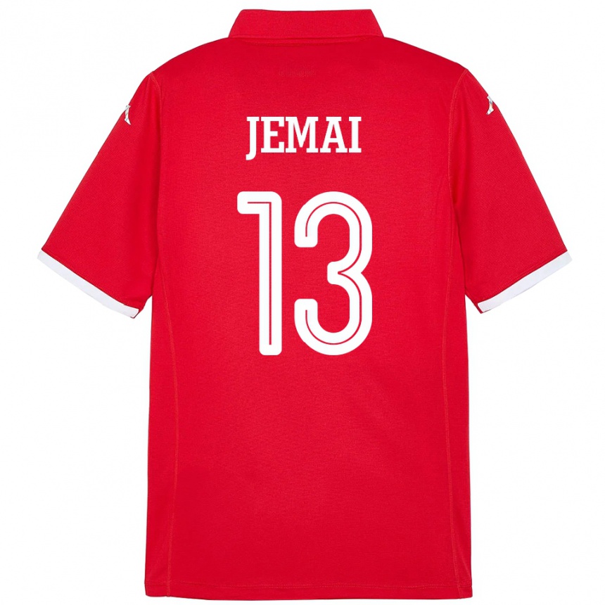 ילדים כדורגל תוניסיה יסמין ג'מאי #13 אָדוֹם ג'רזי ביתית 24-26
