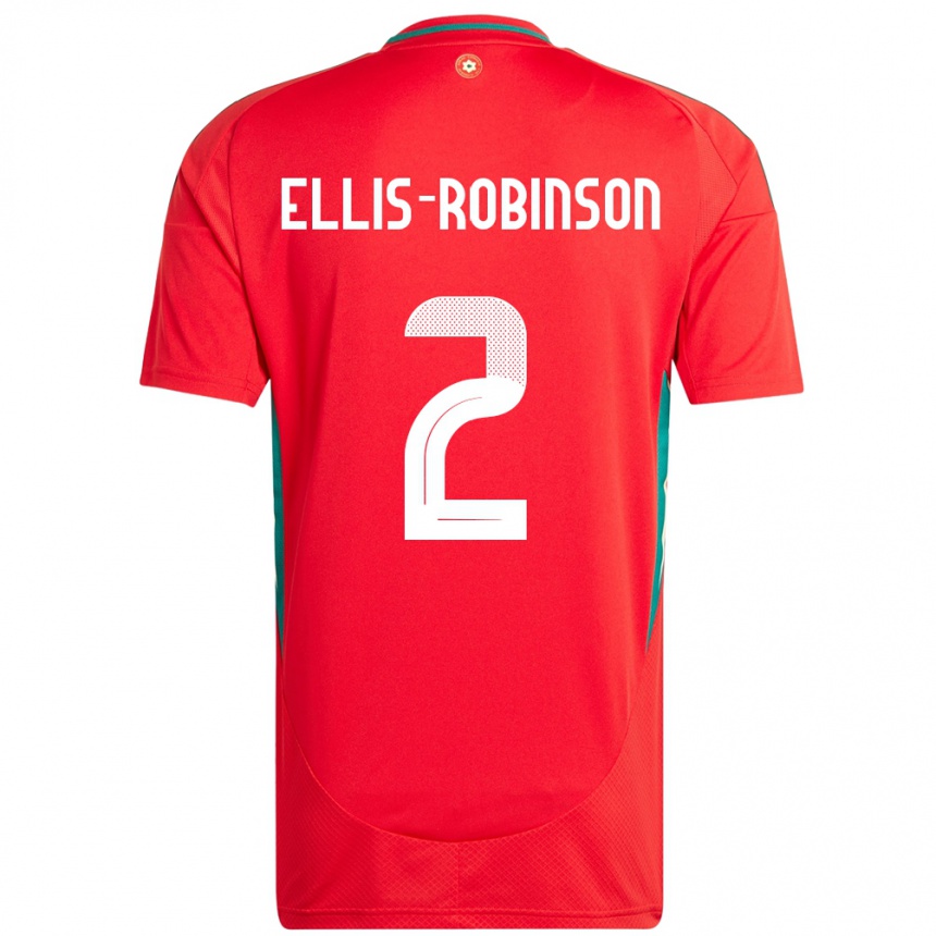 ילדים כדורגל ויילס Eddie Ellis-Robinson #2 אָדוֹם ג'רזי ביתית 24-26