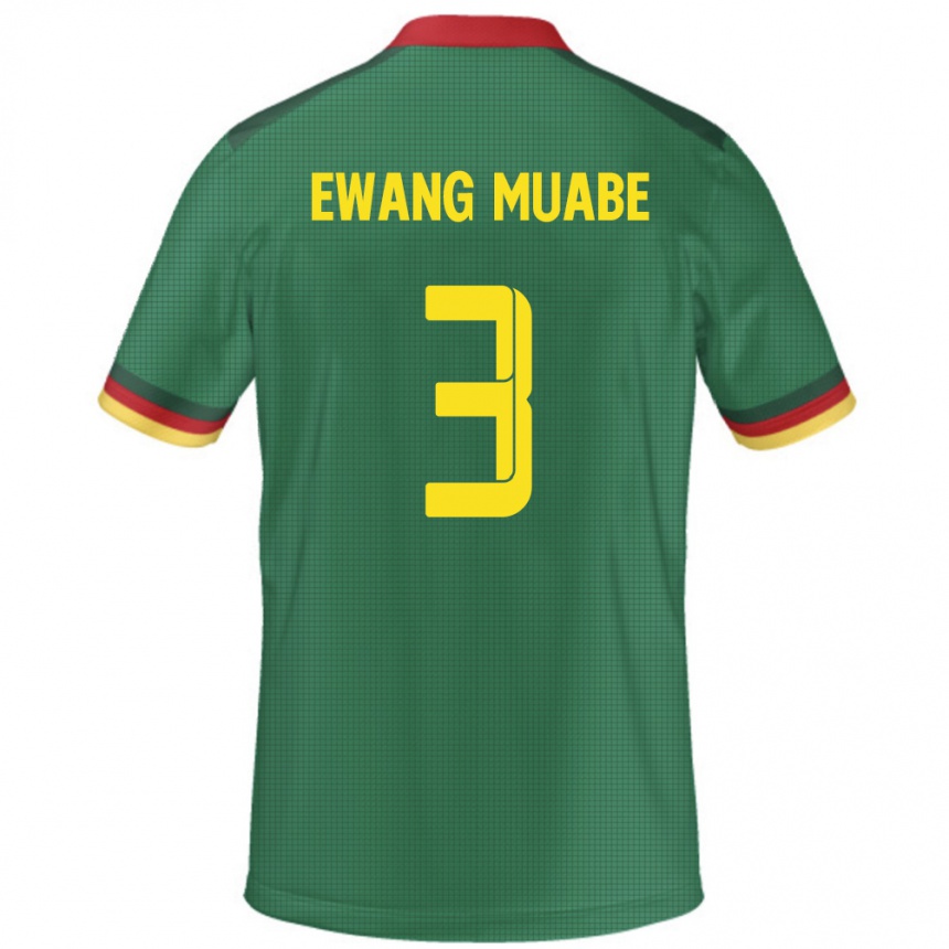 ילדים כדורגל קמרון Ebong Ewang Muabe #3 יָרוֹק ג'רזי ביתית 24-26