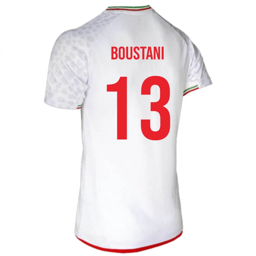 ילדים כדורגל איראן Amirmohammad Boustani #13 לָבָן ג'רזי ביתית 24-26
