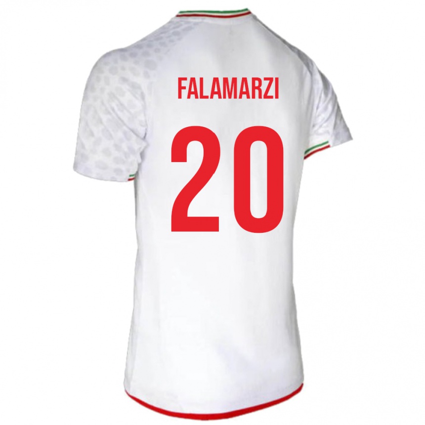 ילדים כדורגל איראן Esmaeil Falamarzi #20 לָבָן ג'רזי ביתית 24-26