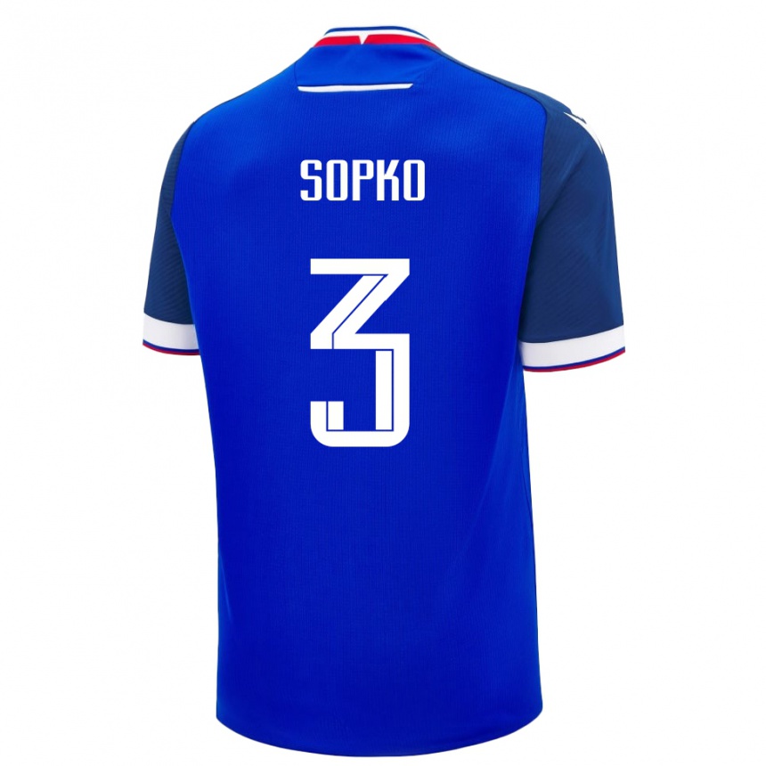 ילדים כדורגל סלובקיה Patrik Sopko #3 כְּחוֹל ג'רזי ביתית 24-26