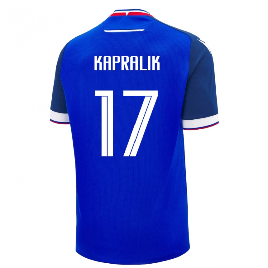 ילדים כדורגל סלובקיה Adrian Kapralik #17 כְּחוֹל ג'רזי ביתית 24-26