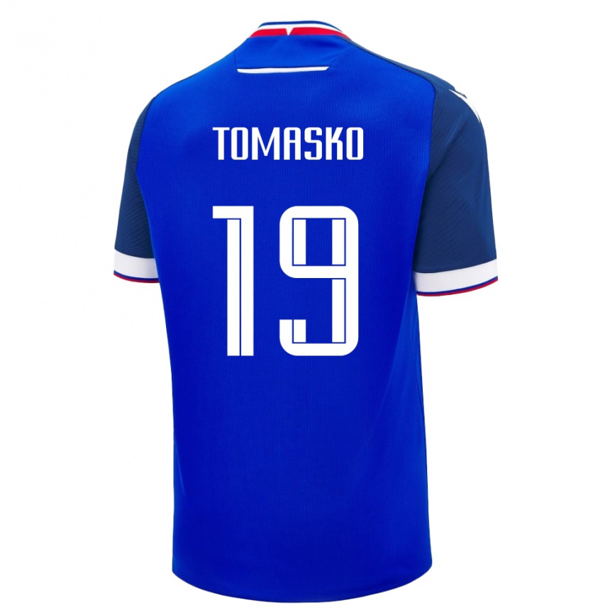 ילדים כדורגל סלובקיה Matus Tomasko #19 כְּחוֹל ג'רזי ביתית 24-26