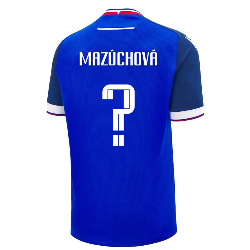 ילדים כדורגל סלובקיה Lenka Mazúchová #0 כְּחוֹל ג'רזי ביתית 24-26