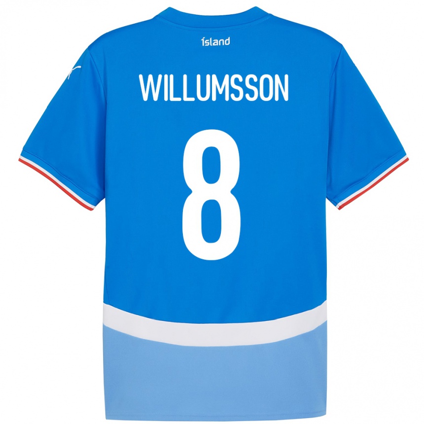 ילדים כדורגל אִיסלַנד Brynjólfur Andersen Willumsson #8 כְּחוֹל ג'רזי ביתית 24-26