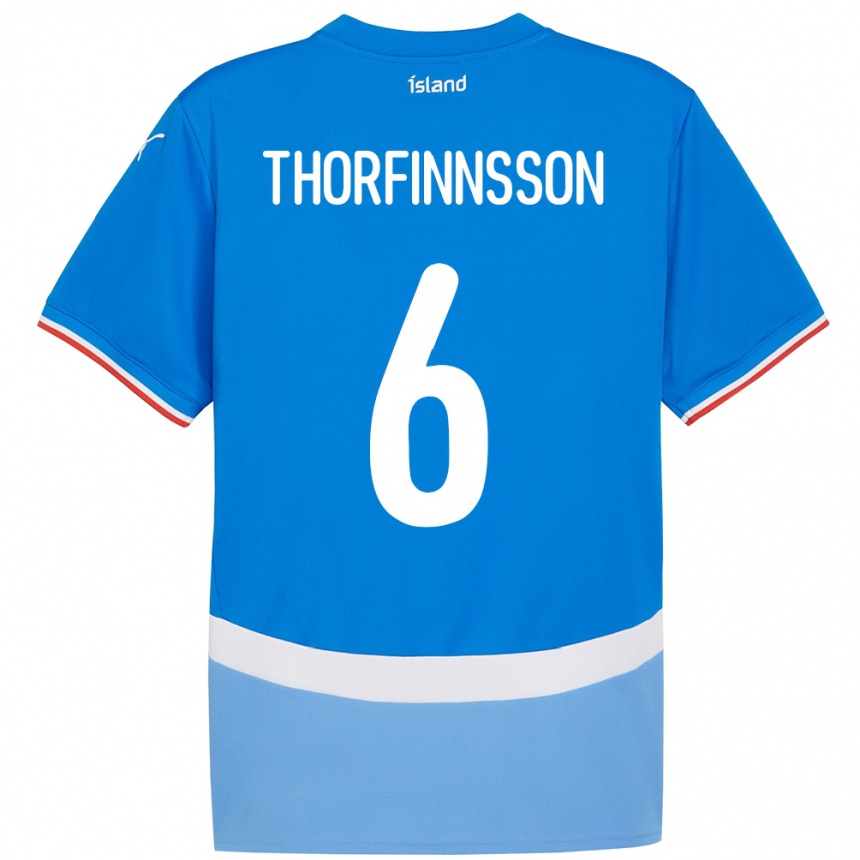 ילדים כדורגל אִיסלַנד Mikael Máni Thorfinnsson #6 כְּחוֹל ג'רזי ביתית 24-26