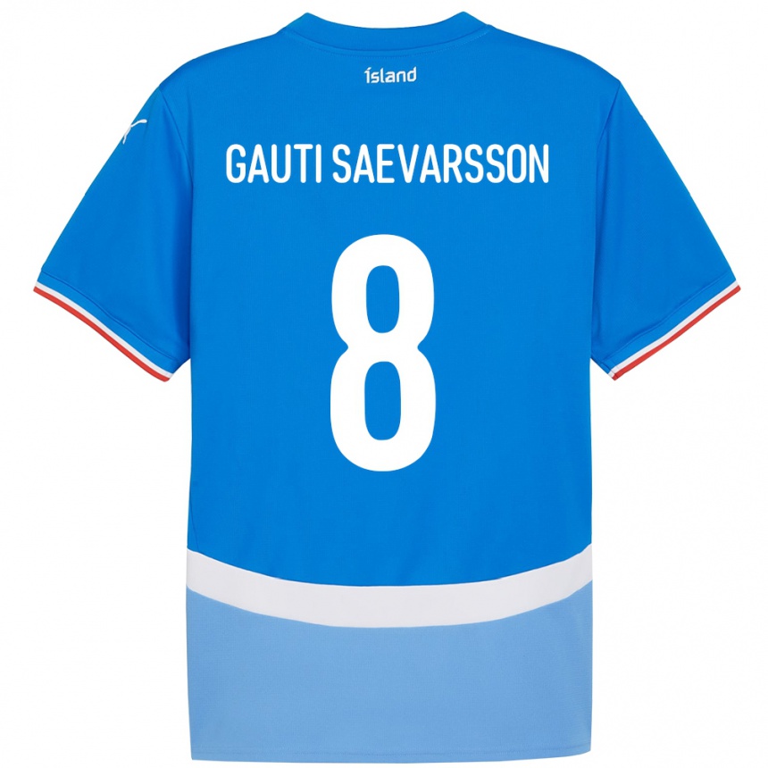 ילדים כדורגל אִיסלַנד Gudmar Gauti Saevarsson #8 כְּחוֹל ג'רזי ביתית 24-26