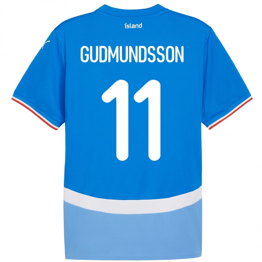 ילדים כדורגל אִיסלַנד Galdur Gudmundsson #11 כְּחוֹל ג'רזי ביתית 24-26