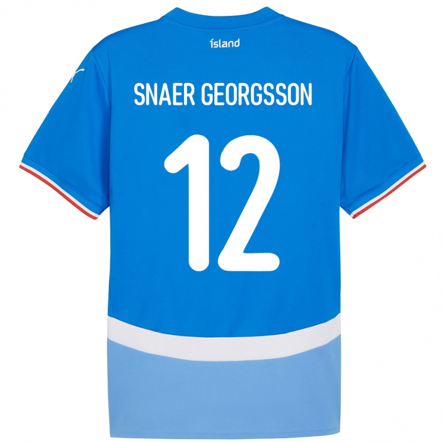 ילדים כדורגל אִיסלַנד Halldór Snaer Georgsson #12 כְּחוֹל ג'רזי ביתית 24-26