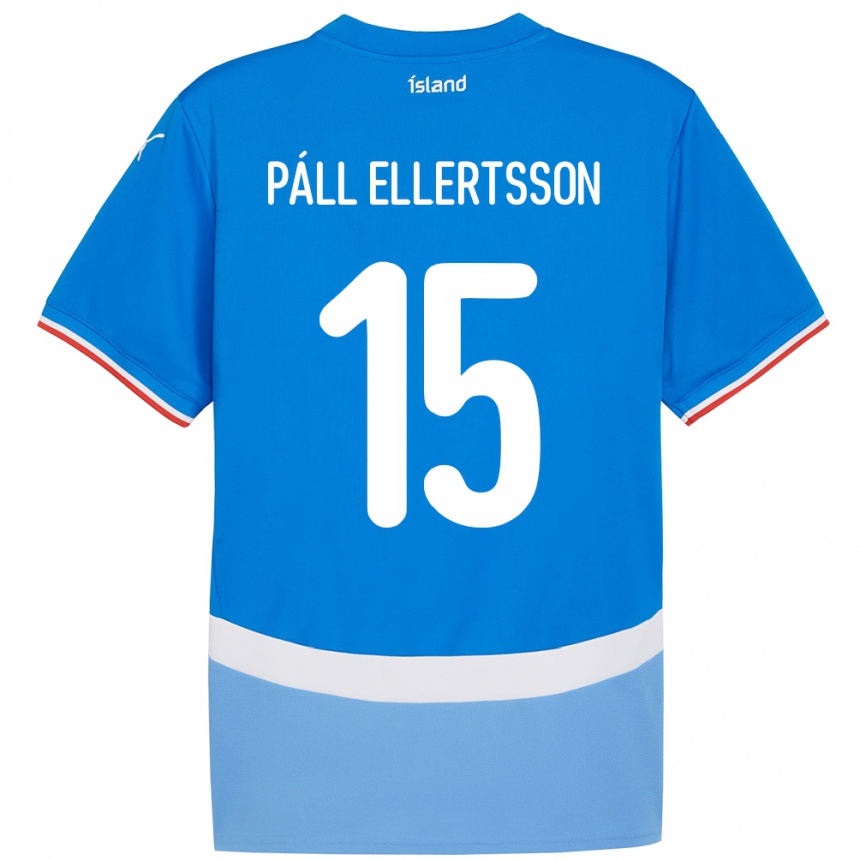 ילדים כדורגל אִיסלַנד Markús Páll Ellertsson #15 כְּחוֹל ג'רזי ביתית 24-26