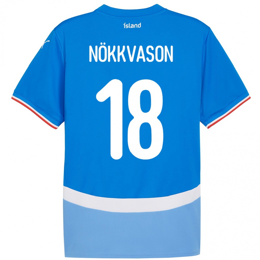 ילדים כדורגל אִיסלַנד Gudmundur Baldvin Nökkvason #18 כְּחוֹל ג'רזי ביתית 24-26