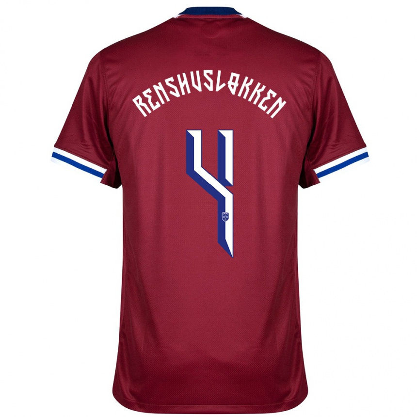 ילדים כדורגל נורבגיה Jesper Renshusløkken #4 אדום כחול לבן ג'רזי ביתית 24-26