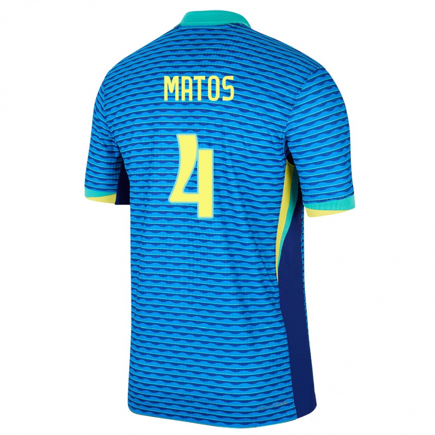ילדים כדורגל ברזיל Ryan Matos #4 כְּחוֹל הרחק ג'רזי 24-26
