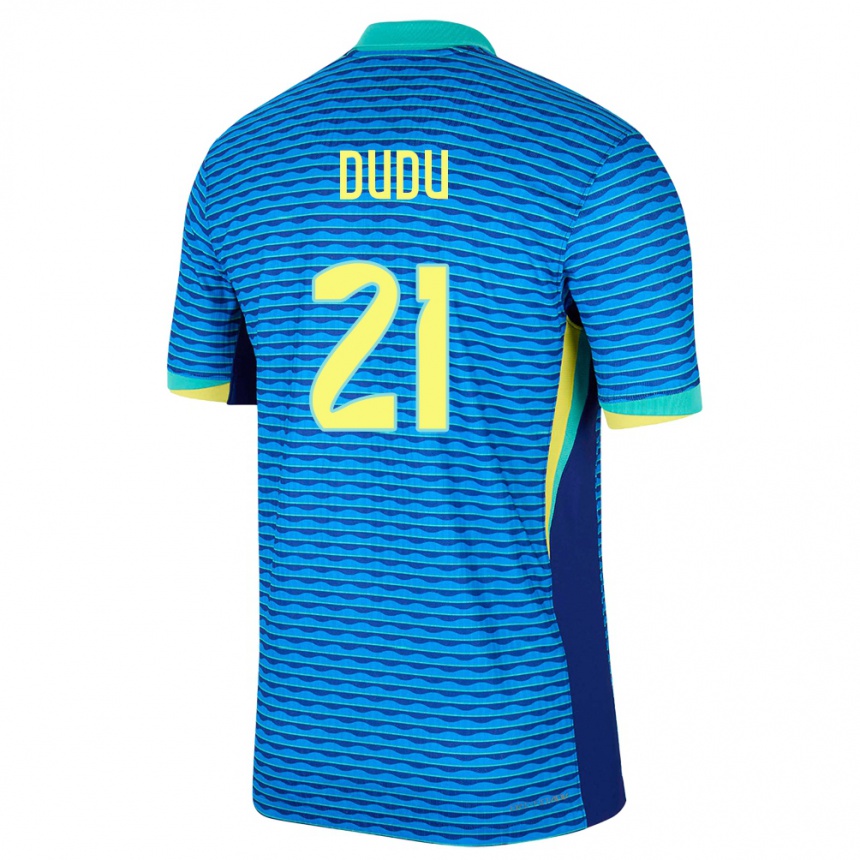 ילדים כדורגל ברזיל Dudu #21 כְּחוֹל הרחק ג'רזי 24-26