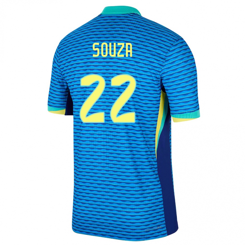 ילדים כדורגל ברזיל Luiz Souza #22 כְּחוֹל הרחק ג'רזי 24-26