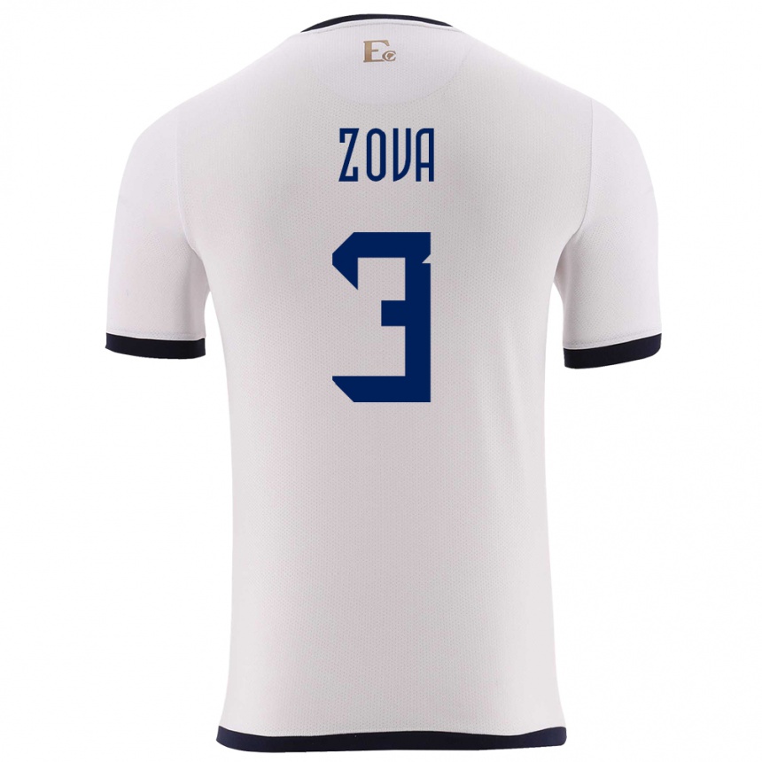 ילדים כדורגל אקוודור Alex Zova #3 לבן הרחק ג'רזי 24-26