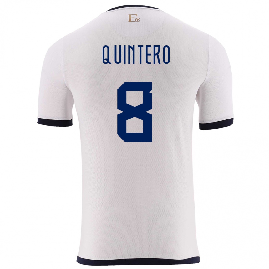 ילדים כדורגל אקוודור Hólger Quintero #8 לבן הרחק ג'רזי 24-26
