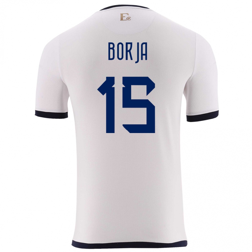 ילדים כדורגל אקוודור Ronny Borja #15 לבן הרחק ג'רזי 24-26
