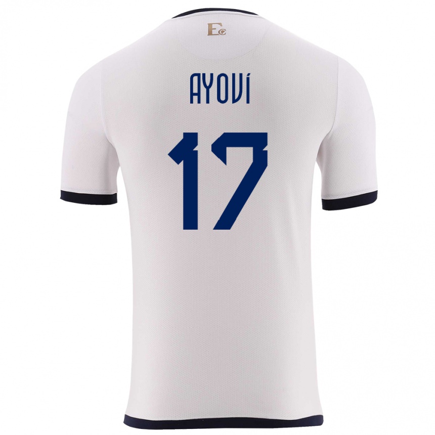 ילדים כדורגל אקוודור Junior Ayoví #17 לבן הרחק ג'רזי 24-26