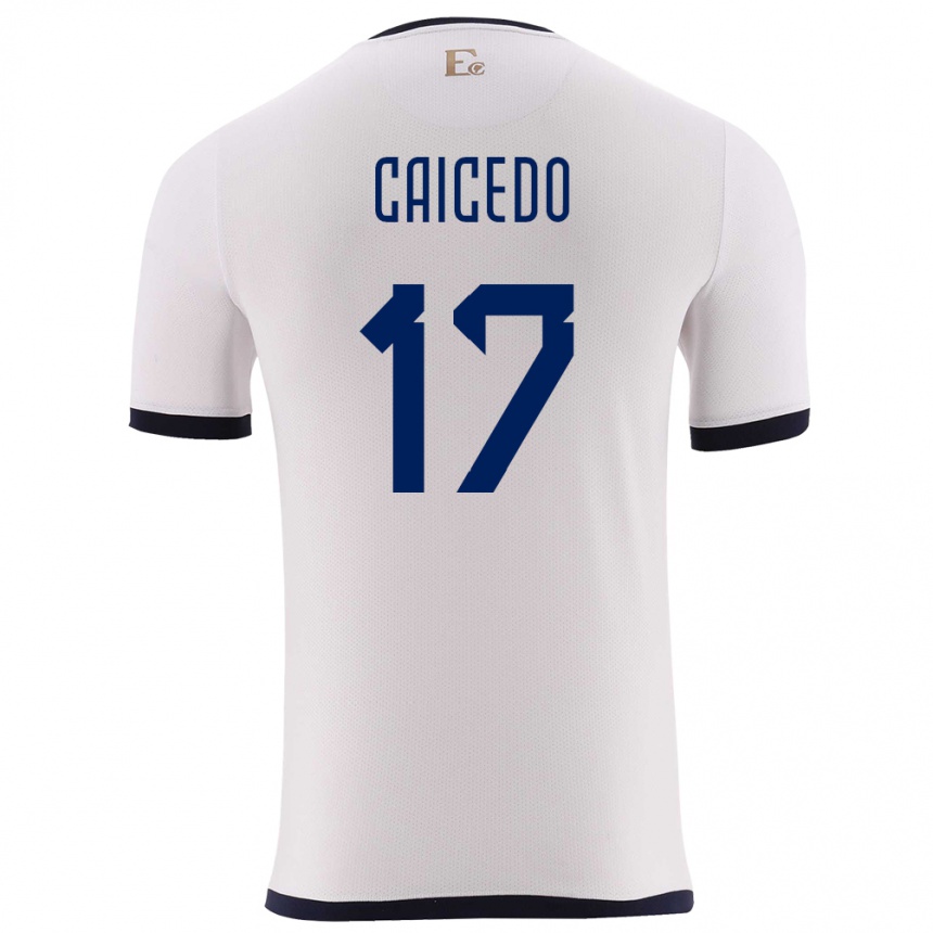 ילדים כדורגל אקוודור Yorkaeff Caicedo #17 לבן הרחק ג'רזי 24-26