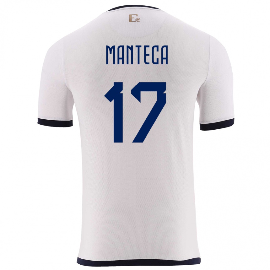 ילדים כדורגל אקוודור Demcy Manteca #17 לבן הרחק ג'רזי 24-26